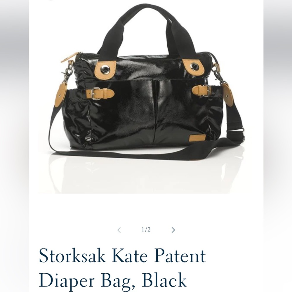 Storksak Black Pantent Leather Diaper or Travel Bag - Great condition!